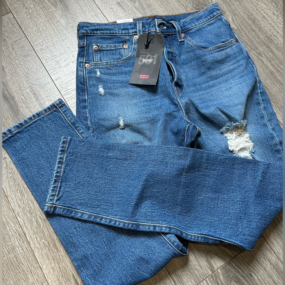 Levi's Blue Skinny Jeans with Distressed Details